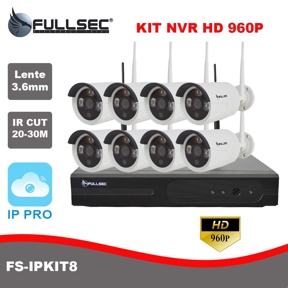 [Kit NVR 8 Câmeras IP 1.3MP HD 960P Wireless FS-IPKIT8]