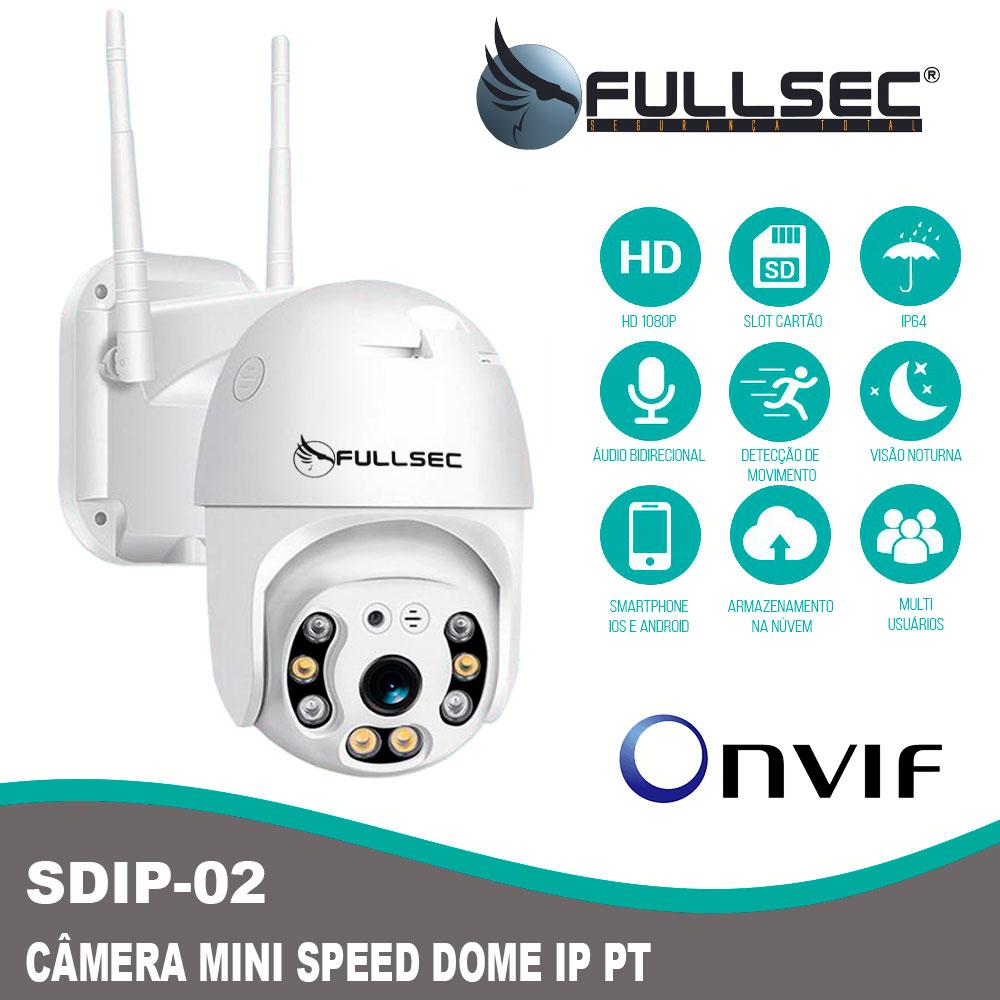 [Câmera Mini Speed Dome IP 2MP FullHD 1080P Onvif WIFI PT SDIP-02]