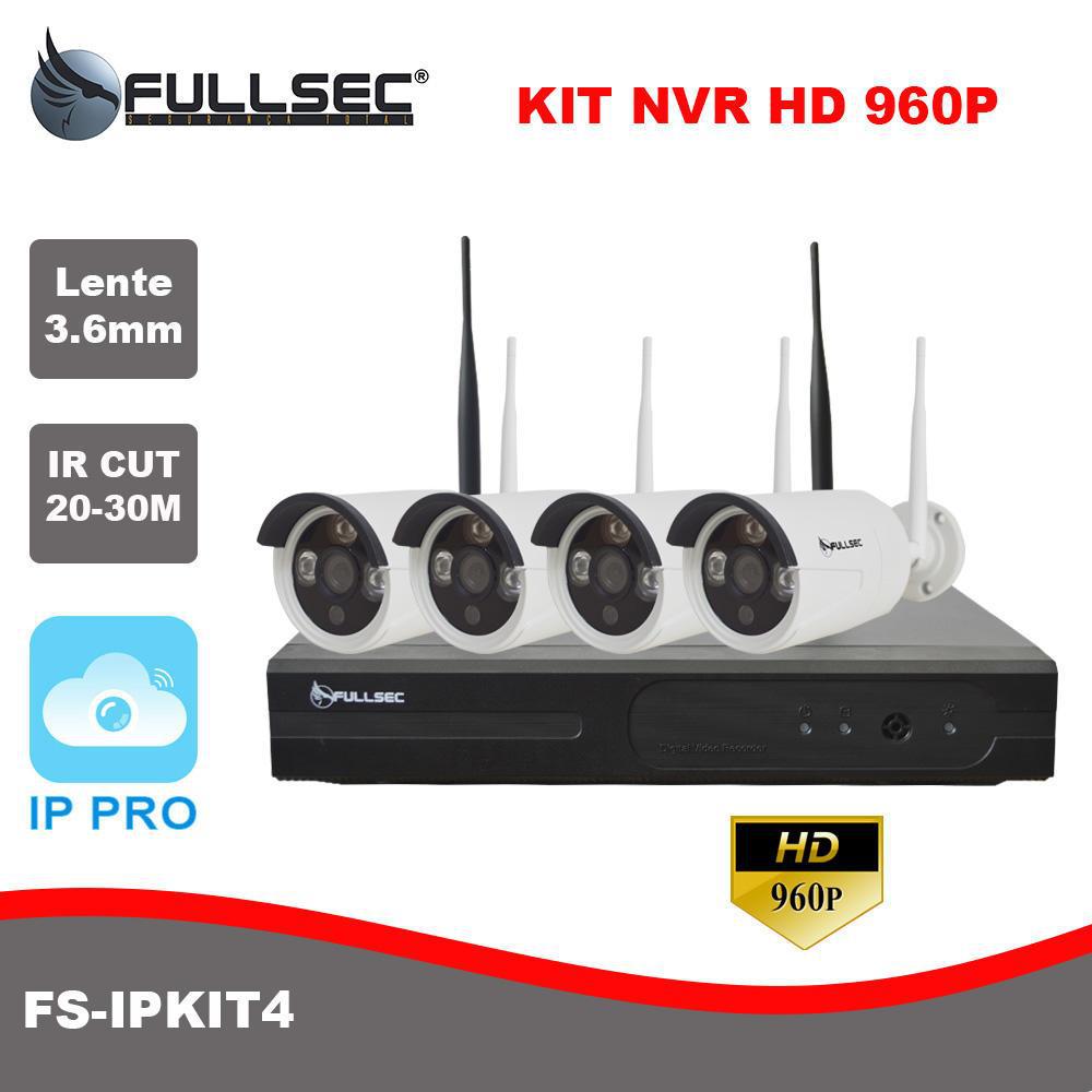 [Kit NVR 4 Câmeras IP 1.3MP HD 960P Wireless FS-IPKIT4]